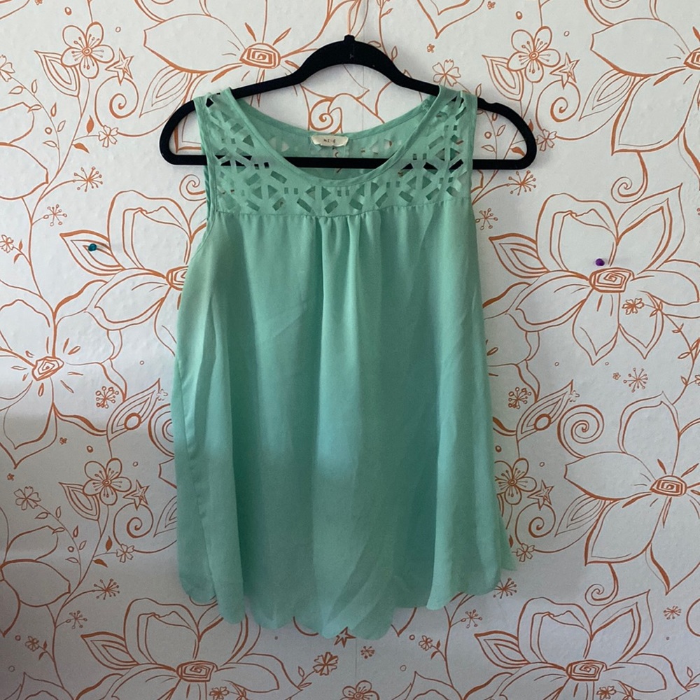 Turquoise open back blouse